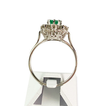 Bague d'occasion or 750 blanc diamants, émeraude