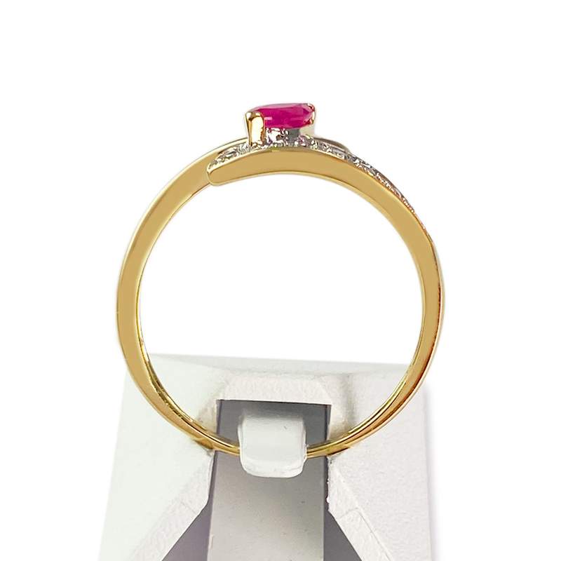 Bague d'occasion 2 ors 750 diamant, rubis - vue 3