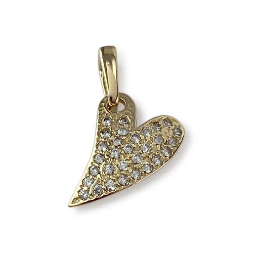 Pendentif coeur d'occasion or 750 jaune zirconias