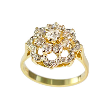 Bague d'occasion  or 750 2 tons zirconias