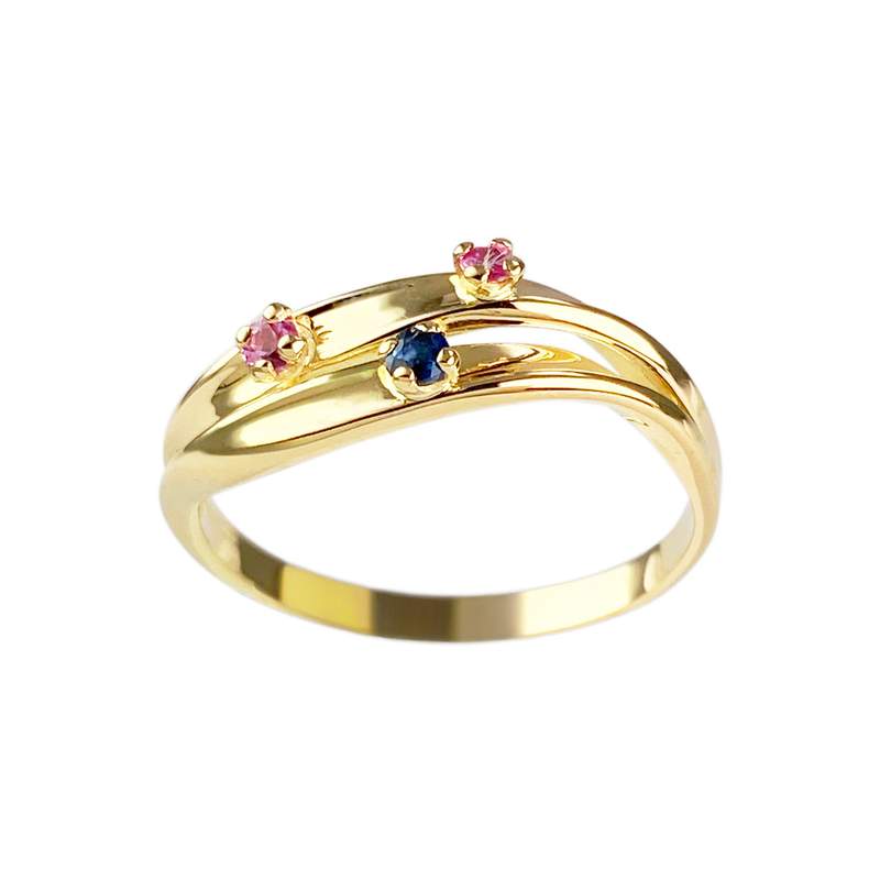 Bague d'occasion or 750 jaune rubis, saphir - vue 1