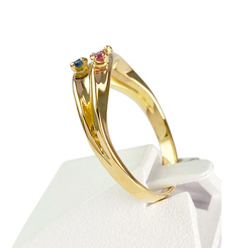 Bague d'occasion or 750 jaune rubis, saphir
