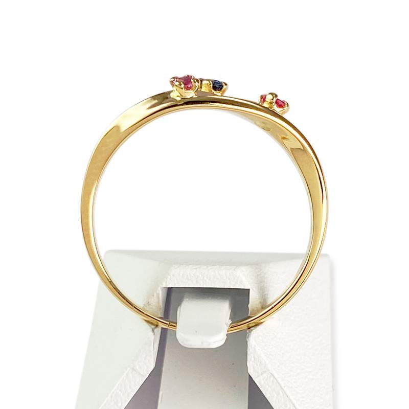 Bague d'occasion or 750 jaune rubis, saphir - vue 3