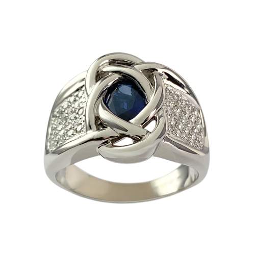 Bague d'occasion or 750 blanc saphir, diamants