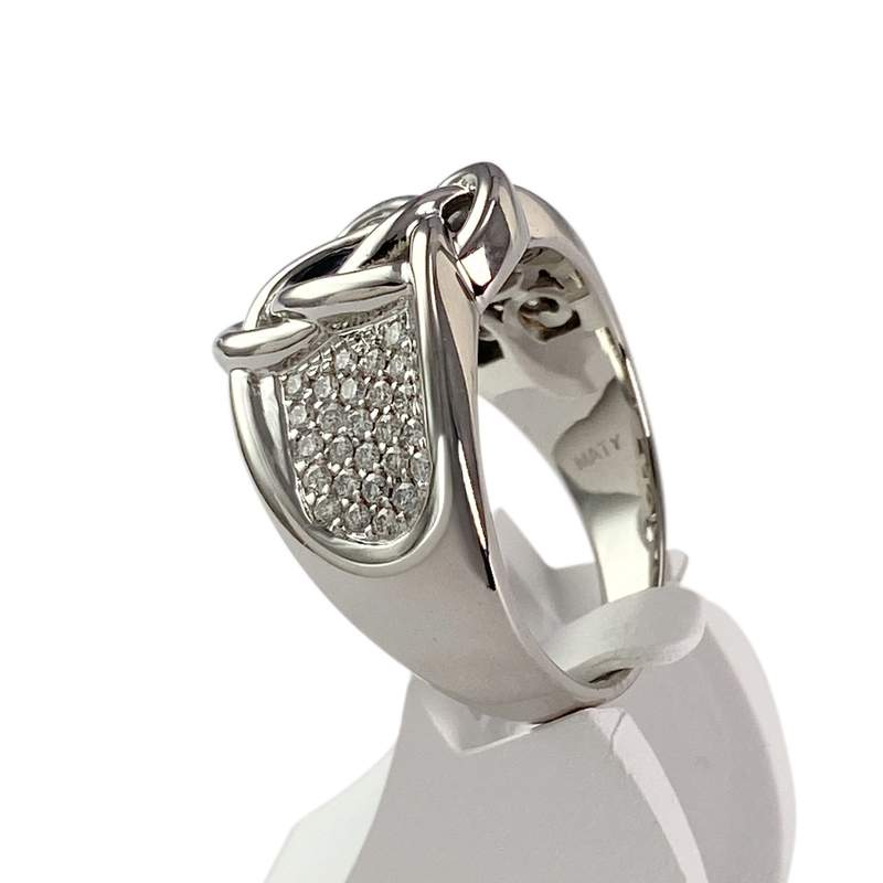 Bague d'occasion or 750 blanc saphir, diamants - vue 2