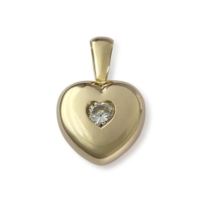 Pendentif coeur d'occasion or 750 jaune zirconia