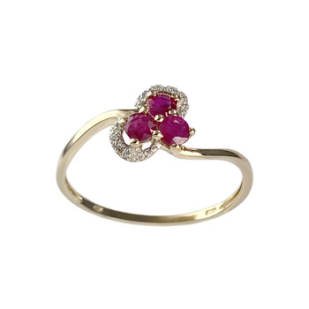 Bague d'occasion or 375 rose  rhodié diamants, rubis