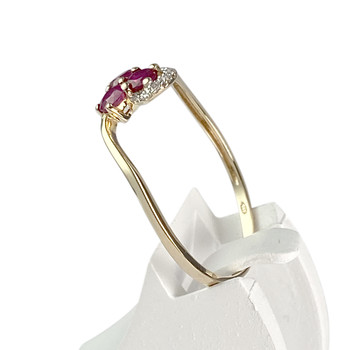 Bague d'occasion or 375 rose  rhodié diamants, rubis