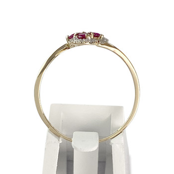 Bague d'occasion or 375 rose  rhodié diamants, rubis
