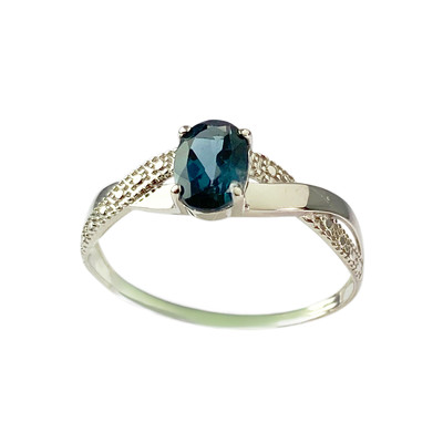 Bague d'occasion or 375 blanc topaze traitée London blue - vue 1