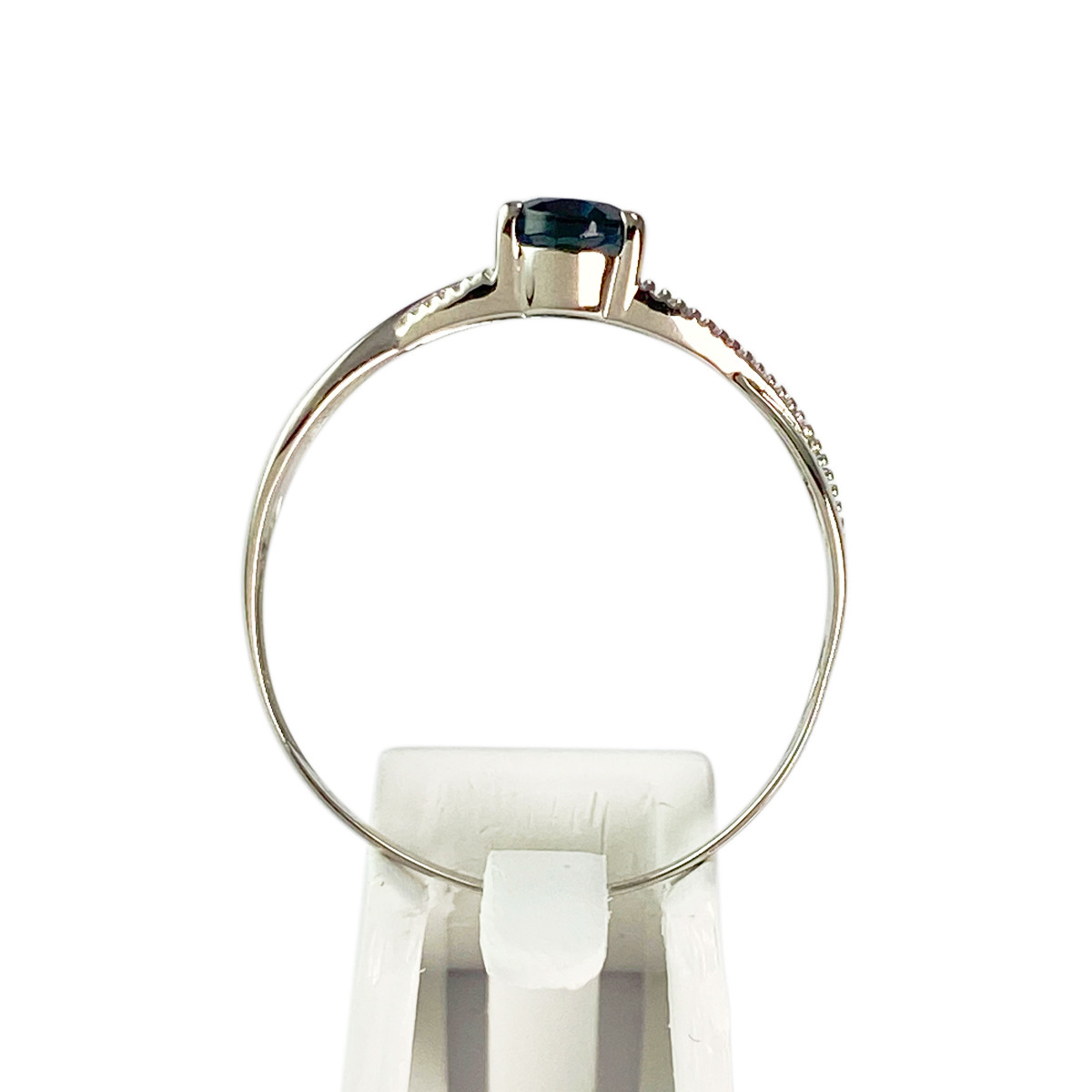 Bague d'occasion or 375 blanc topaze traitée London blue - vue 3