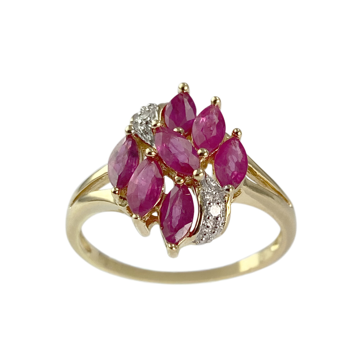 Bague d'occasion or 750 2 tons diamants, rubis