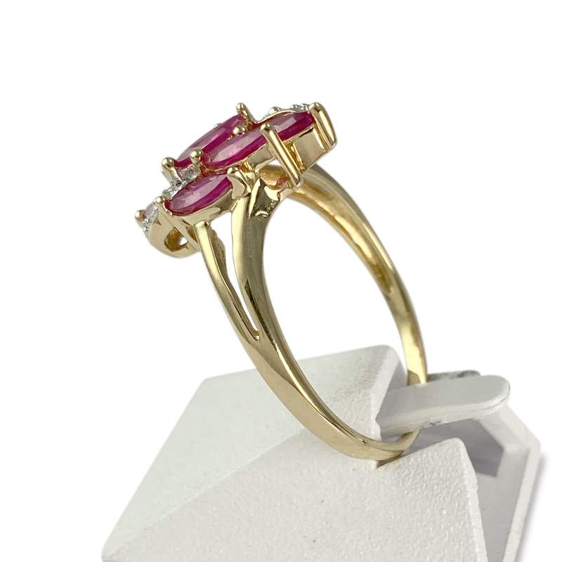 Bague d'occasion or 750 2 tons diamants, rubis - vue 2