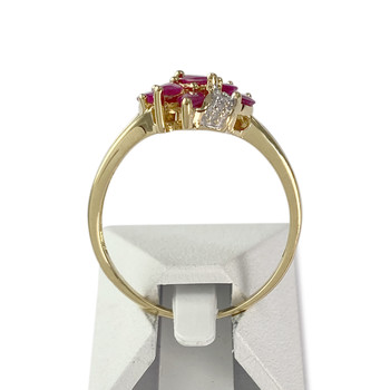 Pre-owned 750 gold two-tone diamond and ruby ring
