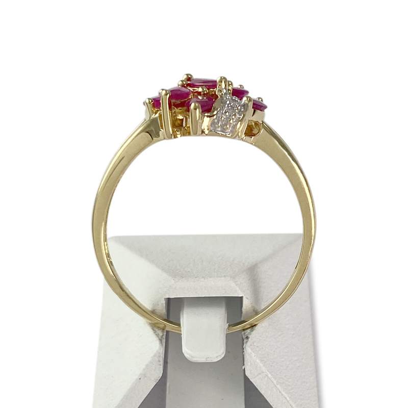 Bague d'occasion or 750 2 tons diamants, rubis - vue 3