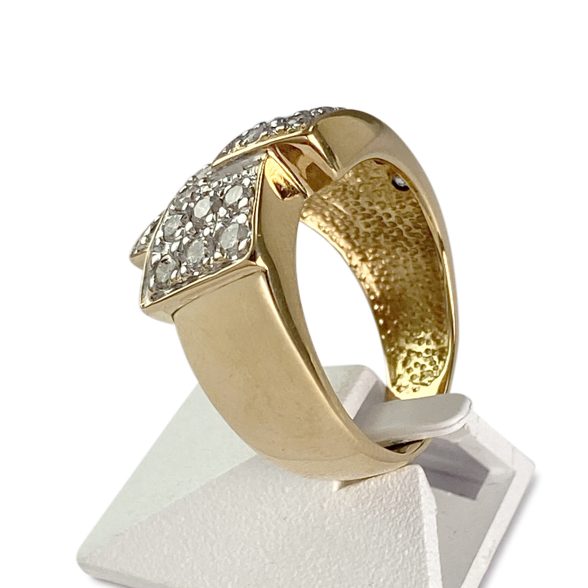 Tweedehands gouden ring 750 gele diamanten - bekijk 2