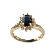 Bague d'occasion or 750 jaune saphir, diamants