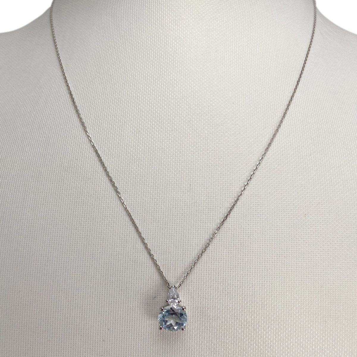 Collier d'occasion or 375 blanc maille forçat, zirconia, topaze - vue 2