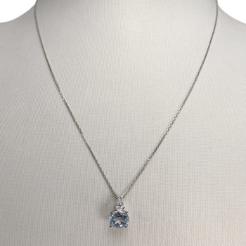 Collier d'occasion or 375 blanc maille forçat, zirconia, topaze