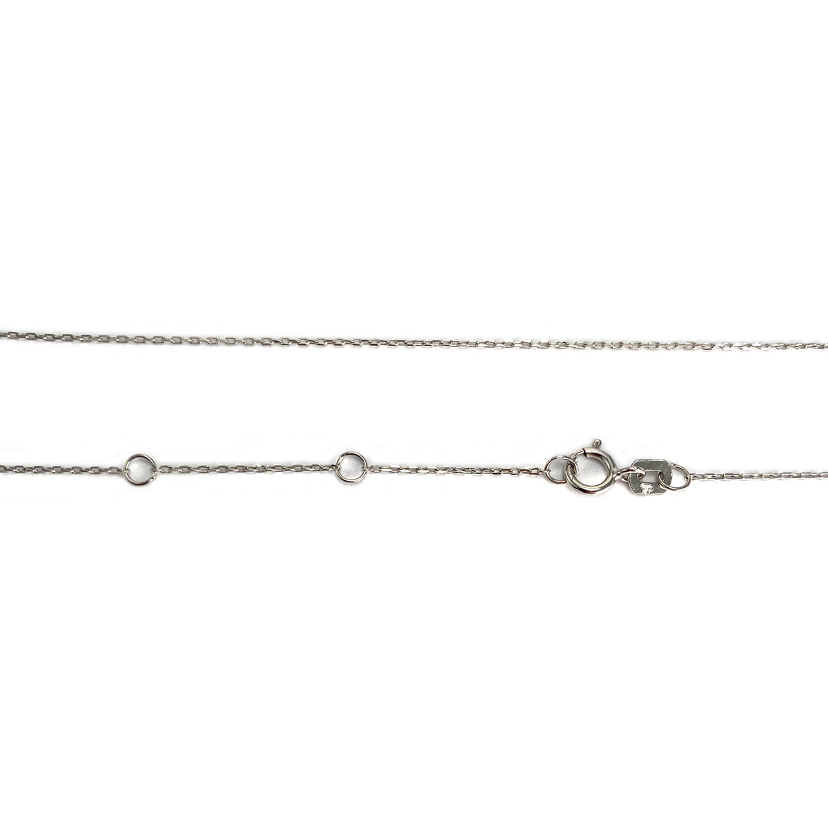 Collier d'occasion or 375 blanc maille forçat, zirconia, topaze - vue 3