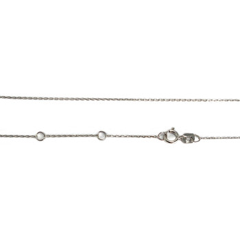 Collier d'occasion or 375 blanc maille forçat, zirconia, topaze