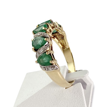 Bague d'occasion or 750 2 tons émeraudes, diamants