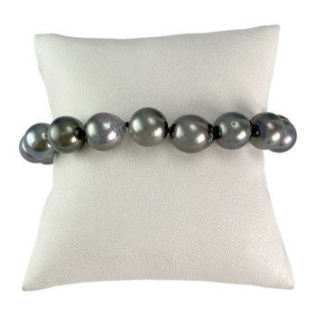 Bracelet d'occasion or 750 jaune maille perles, perles de Tahiti