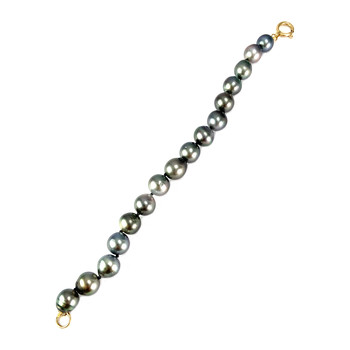 Bracelet d'occasion or 750 jaune maille perles, perles de Tahiti