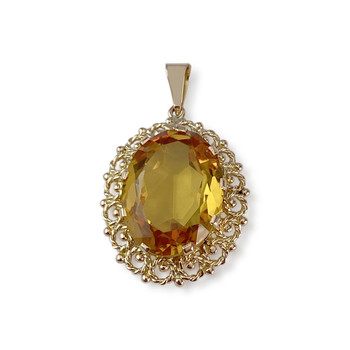 Pendentif d'occasion or 585 jaune corindon synthétique
