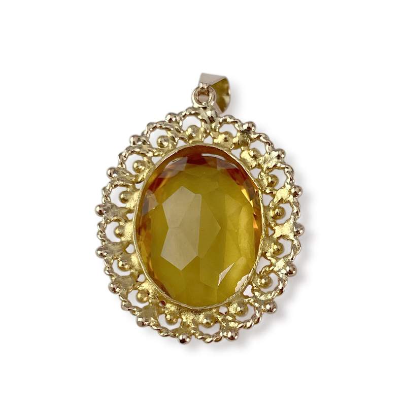Pre-owned 585 yellow gold pendant with synthetic corundum - view 2