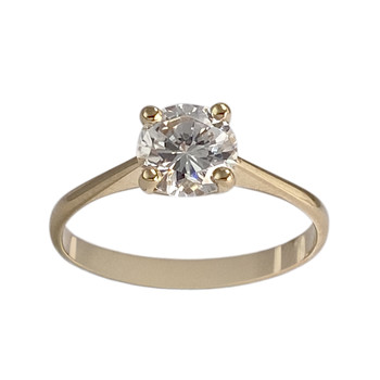 Solitaire d'occasion gold 750 yellow zirconia