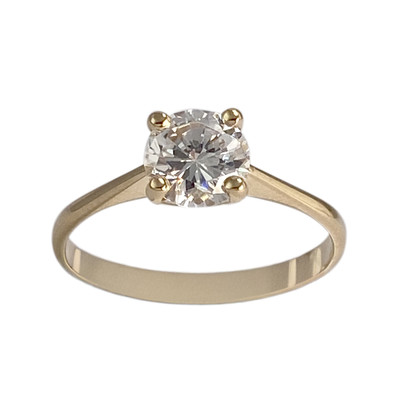 Solitaire d'occasion or 750 jaune zirconia - vue 1