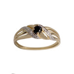 Bague d'occasion  or 750 2 tons diamants, saphir - vue 1
