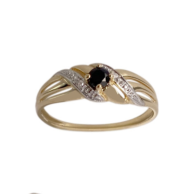 Bague d'occasion  or 750 2 tons diamants, saphir - vue 1