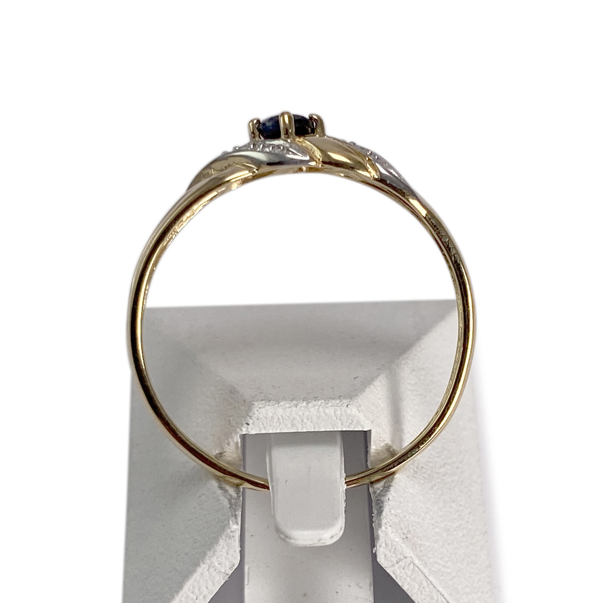 Bague d'occasion  or 750 2 tons diamants, saphir - vue 3