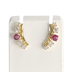 Boucles d'oreilles d'occasion or 750 jaune rubis, zirconias - vue 1