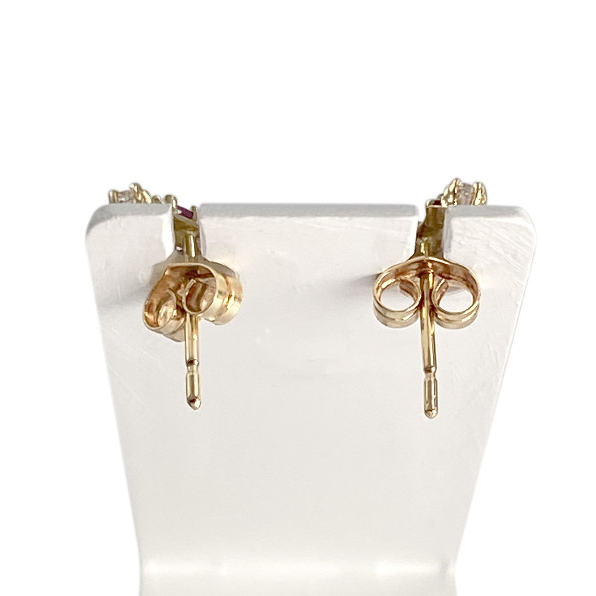 Boucles d'oreilles d'occasion or 750 jaune rubis, zirconias - vue 3