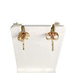 Boucles d'oreilles d'occasion or 750 jaune rubis, zirconias - vue 3