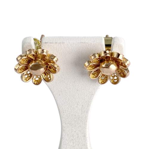 Boucles d'oreilles d'occasion or 750 jaune fleur