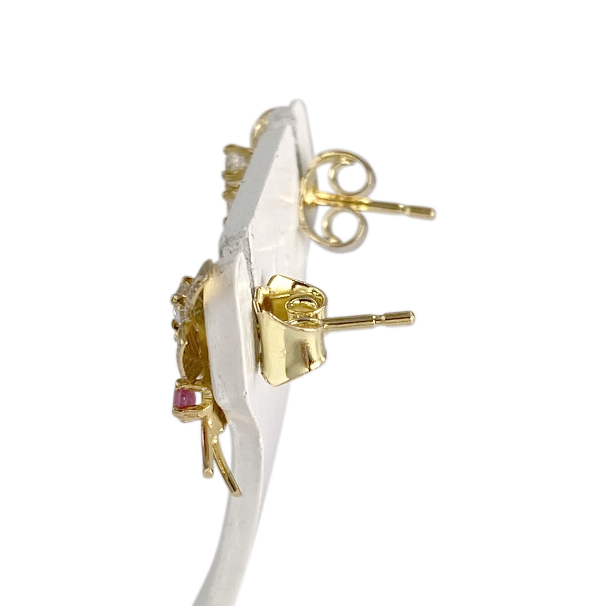 Boucles d'oreilles d'occasion or 750 jaune rubis, zirconias - vue 2