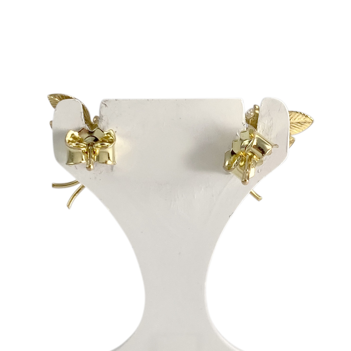 Boucles d'oreilles d'occasion or 750 jaune rubis, zirconias - vue 3