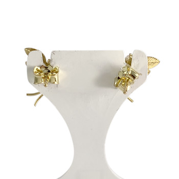 Boucles d'oreilles d'occasion or 750 jaune rubis, zirconias