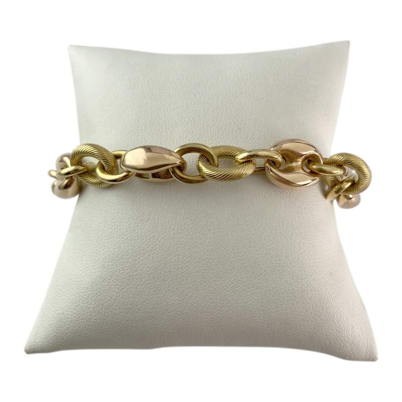 Bracelet d'occasion or 750 jaune et rose maille fantaisie - vue 1