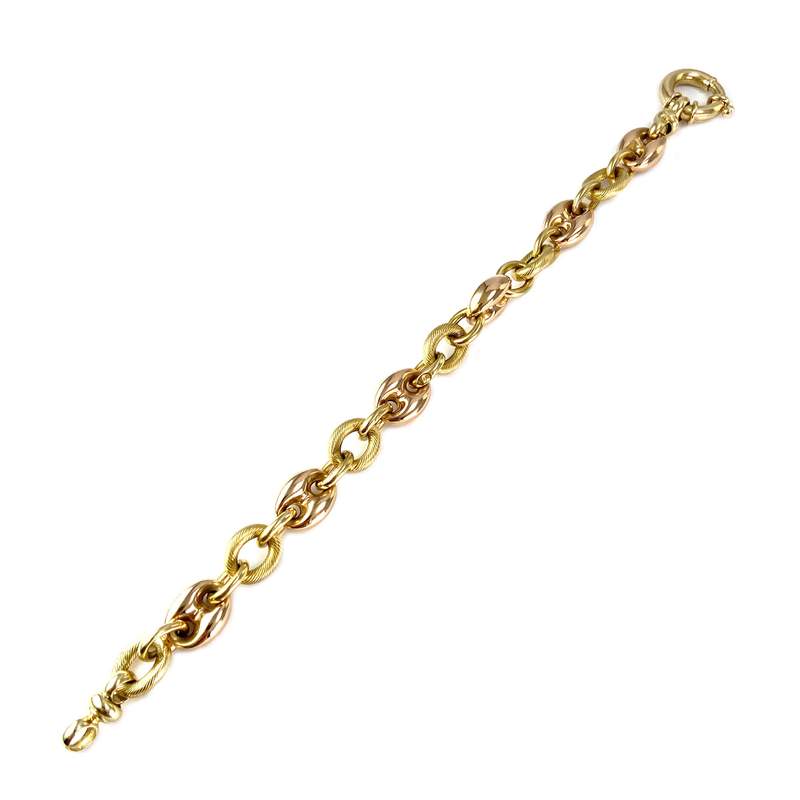 Bracelet d'occasion or 750 jaune et rose maille fantaisie - vue 2