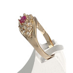 Bague d'occasion or 750 jaune rubis synthétique, zirconias - vue 2