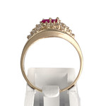 Bague d'occasion or 750 jaune rubis synthétique, zirconias - vue 3