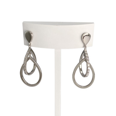 Boucles d'oreilles d'occasion or 750 blanc diamants - vue 1