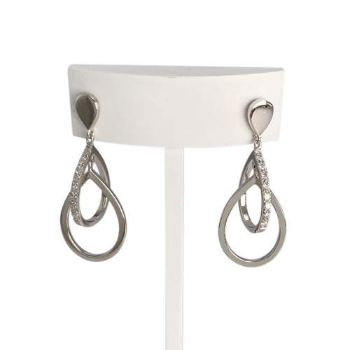 Boucles d'oreilles d'occasion or 750 blanc diamants