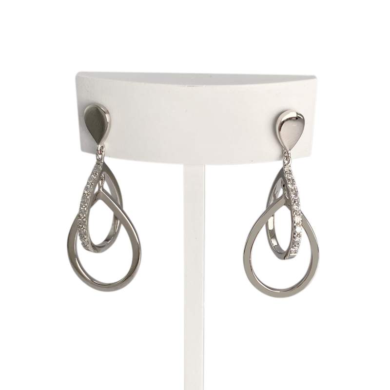 Boucles d'oreilles d'occasion or 750 blanc diamants - vue 1