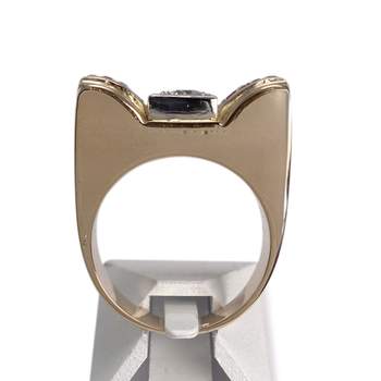Bague d'occasion 2 ors 750 pierre blanche, rubis synthétiques